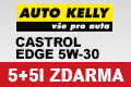 Pouze dnes na www.autokelly.cz: K 5l oleje Castrol EDGE 5W-30 získáte 5l ZDARMA