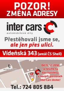 Změna adresy pobočky Inter Cars Praha – Vestec