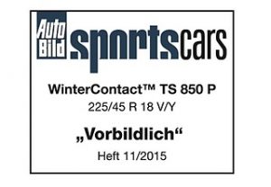 AutoBild Sportcars udělil pneumatice WinterCotanct TS 850 P nejvyšší známku „příkladná“