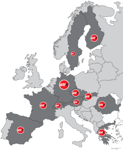 Mapa evropské servisní sítě Autofit