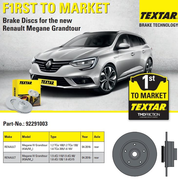 Brzdové kotouče Textar pro nový Renault Megane