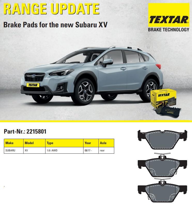 Brzdové destičky TEXTAR pro nové Subaru