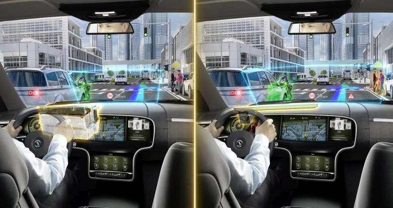 Nová technologie vlnovodů umožňuje zobrazení rozšířené reality na velké ploše přímo v zorném poli řidiče