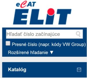 Elit eCat přesné vyhledávání podle OE čísel VW group