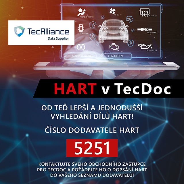 Společnost HART nově v katalogu TecDoc